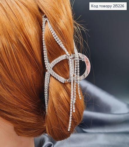 Краб металл УЗЕЛОК в камнях с цепочкой, 11,5см  серебряного цвета 215226 фото 1