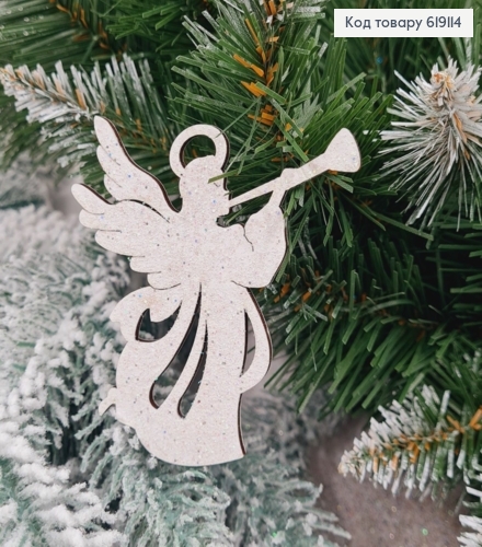 Игрушка на елку деревянная Ангел с дудкой, 9*7,5см, Украина 619114 фото 1