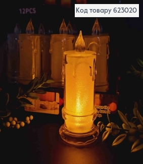 Декоративний LED ліхтарик, 11см"Свічка" теплого кольору, з батарейками 623020 фото