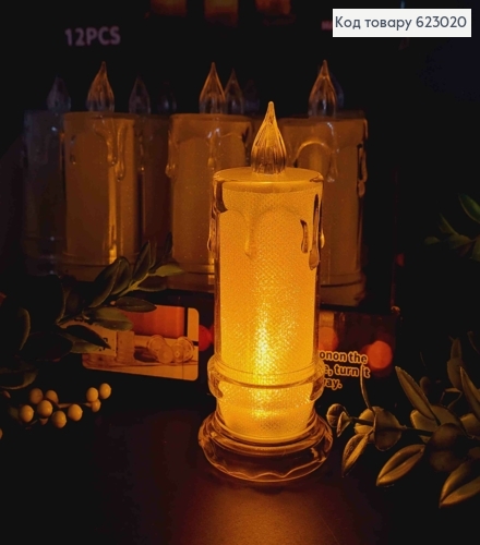 Декоративний LED ліхтарик, 11см"Свічка" теплого кольору, з батарейками 623020 фото 1