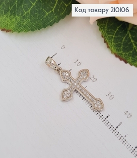 Хрестик родированый весь в камнях, 2,3*1,7см, Xuping 210106 фото