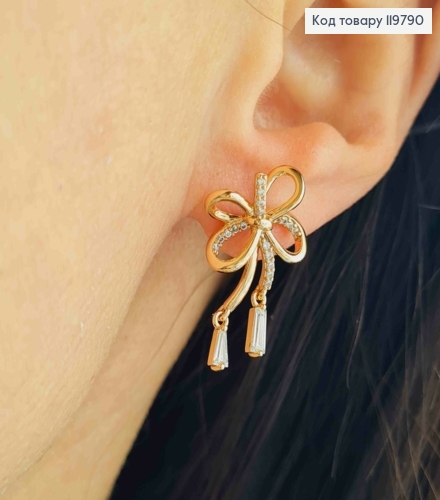 Серьги гвоздики "Цветок" с Блестящими камешками, размер 1,9 см, Xuping 18K 119790 фото 1
