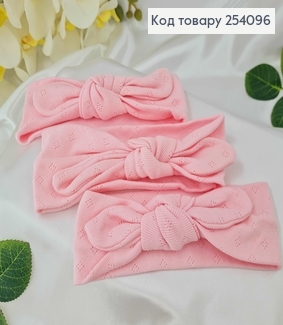 Повязка детская трикотаж (натур. ткань) солоха, трансформер, РОЗОВАЯ ручная работа. Украина (16*6см) 254096 фото