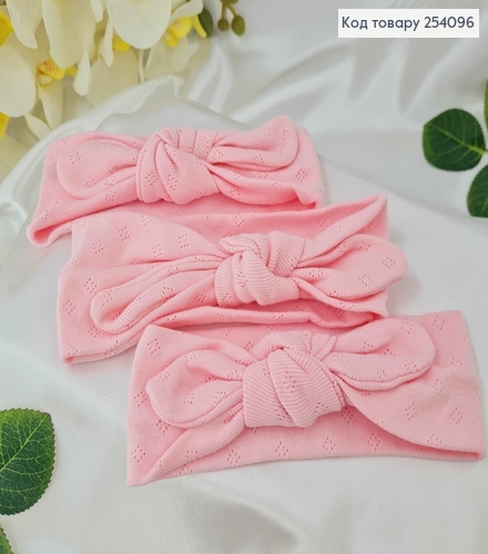 Повязка детская трикотаж (натур. ткань) солоха, трансформер, РОЗОВАЯ ручная работа. Украина (16*6см) 254096 фото 1