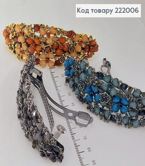 Заколка автомат металл с цветами 6 см 222006 фото