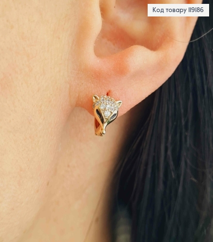 Серьги кольца "Лисичка" с Блестящими камешками, (0,9см), диаметр 1,1см, Xuping 18K 119186 фото 1