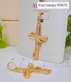 Крестик украшен Блестящими камешками и переплетом, 2,9*1,8см, Xuping 18К 130672 фото