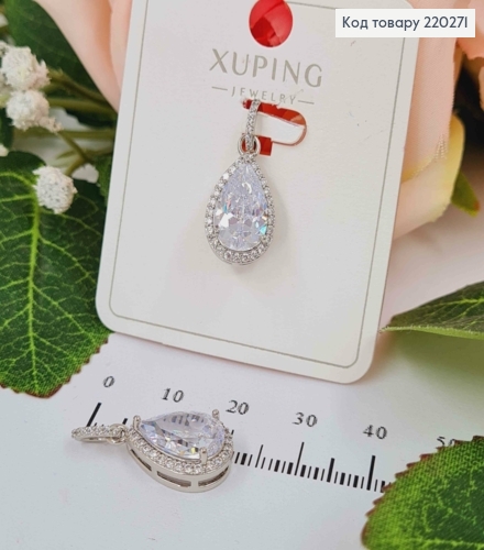 Кулон родственный, Капелька с камешком, 1,8см, Xuping 220271 фото 1