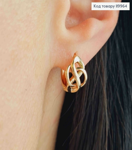 Серьги кольца "Узелки", диаметр 1,3см, Xuping 18K 119964 фото 1