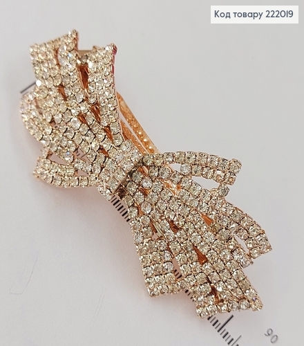 Заколка автомат металл Роскошный в камнях 9,5 см 222019 фото 2