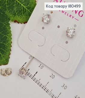 Серьги гвоздики родированные  с камнем 7мм   Xuping   180499 фото