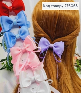 Бант с хвостом Цвета в ассортименте, на резинке, ткань репс, размер 8*4+8см, ручная работа 276068 фото