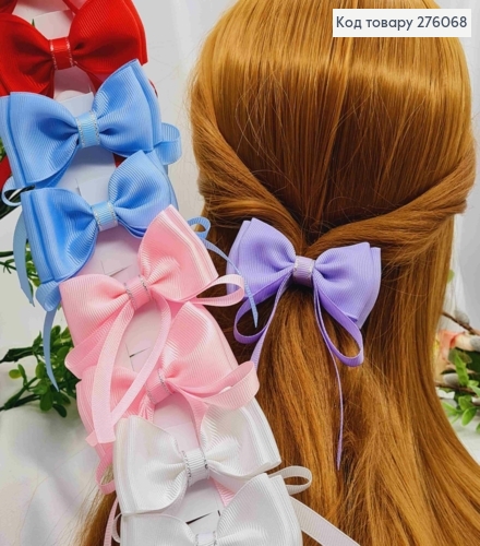 Бант с хвостом Цвета в ассортименте, на резинке, ткань репс, размер 8*4+8см, ручная работа 276068 фото 1