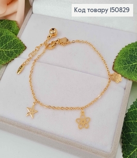 Браслет Цветы, Звездочка, Колокольчик, длина 17+3см, Xuping 18K 150829 фото