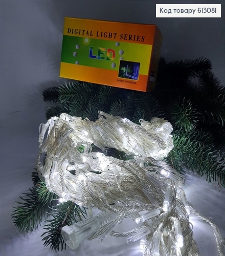 Гірлянда шторка білий  дріт 3*1,2 м 240 LED біла холодно 613081 фото 2