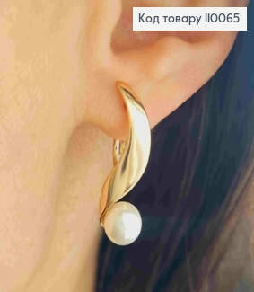 Серьги "Грация" с жемчужиной, длина 2,4см, английская застежка, Xuping 18K 110065 фото