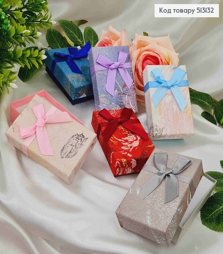 Коробка с хаотическим принтом бантиком, 9*7*3см, цвета в ассорт. 513132 фото 1