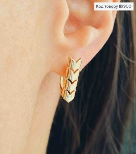 Серьги "Стрели", 1,6см, англ. застежка, Xuping 18К 119900 фото 1