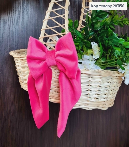 Повязка для корзины велюровый Бантик Розового цвета на завязках, 14*8см, ручная работа, Украина. 283156 фото 1