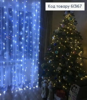 Гирлянда шторка проволока 2*3 м белая холодная 613167 фото