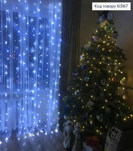 Гирлянда шторка проволока 2*3 м белая холодная 613167 фото 1