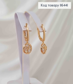 Серьги "Окошко в природу" с круглой подвеской с камнем в оправе, 2,5см, англ. зам. Xuping 18K 116441 фото