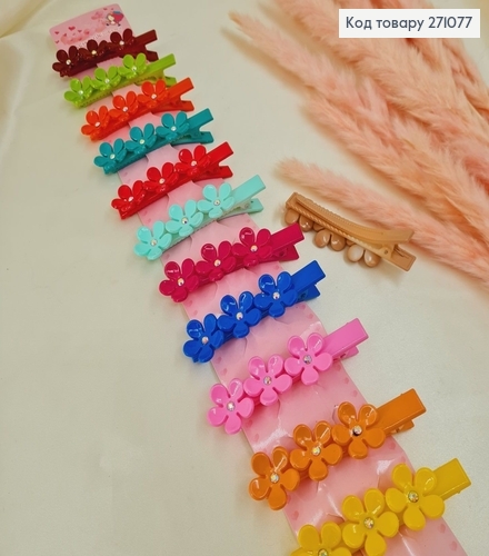 Заколка уточка детская Цветок с камней в асс. 12шт 271077 фото 1