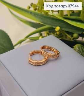 Серьги кольца с блестящими камешками и перепонками, 1,6см, Xuping 18K 117944 фото