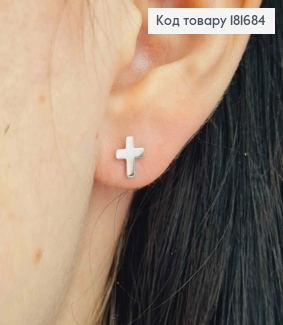 Серьги родованные гвоздики "Крестики", 7*6мм, Xuping 181684 фото