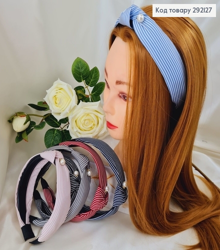 Обруч пластик, Чалма ткань в полоску в асорт 292127 фото 1