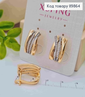 Серьги с рождённой вставкой с Блестящими камнями, 1,6см, английская застежка, XUPING 18К 119864 фото