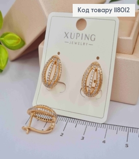 Серьги "Венеция" украшены Блестящими камешками, 1,6см, английская застежка, Xuping 18K 118012 фото