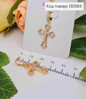 Крестик двойной, в камешках, 2,5*1,5, Xuping 18К 130569 фото