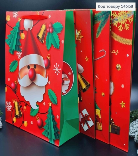 Пакет бумажный "С Сантой" в ассорт. 31*40*12см 543138 фото 1