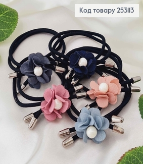 Резинка чорна подвійна, з квіточкою в асорт. та перлинкою  253113 фото
