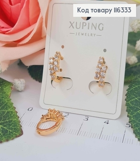 Серьги кольца 1см, с камешками в две строчки, Xuping 18K 116333 фото