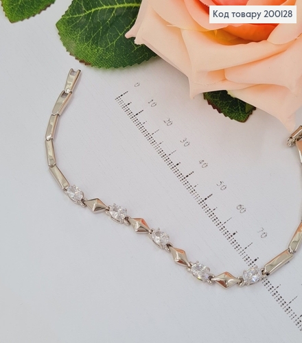 Браслет родированый Изысканый скамнями, длина 18+2см, Xuping 200128 фото 1