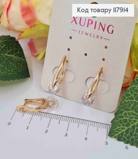 Серьги с Блестящим камешком, 2см, англ. зам., Xuping 18K 117914 фото