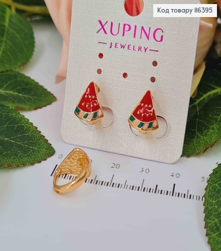Серьги кольца 1,1см, "Клостик Арбузчика" 1,3см, Xuping 18K 116395 фото 1