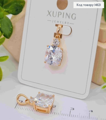 Кулон из квадратных Блестящих камешков, размер 1,3см, Xuping 18K 141121 фото 1