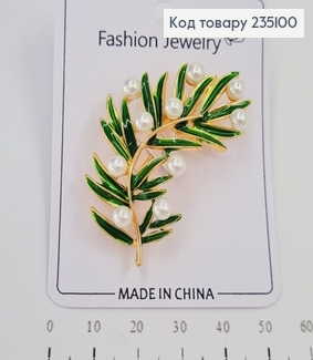Брошь металл Веточка с жемчугом 235100 фото