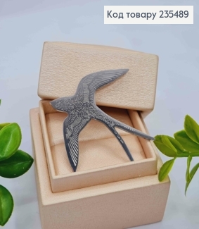 Брошка метал "Ластівочка", Срібного кольору, 4,9*5см 235489 фото