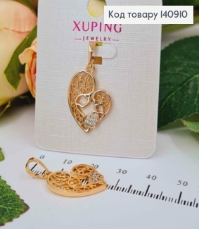 Кулон, "Мать и дитя" с сердечком в камешках, 2*1,5см, Xuping 18K 140910 фото