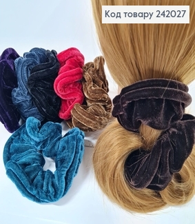 Резинка велюр  об'ємна з обідком в асорт. 242027 фото