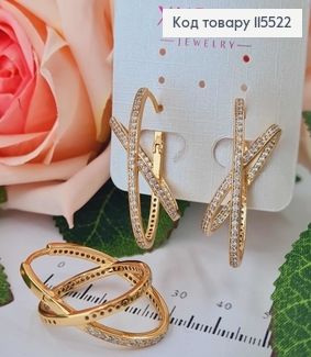 Серьги кольца, овальные, "Две орбиты" 2,5см, Xuping 18K 115522 фото