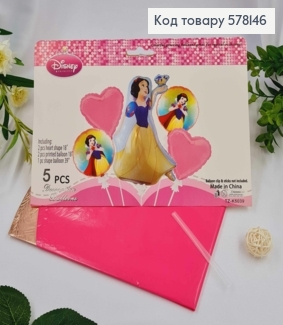 Набір фольгованих куль "Білосніжка", Сердечка 2шт, круглі 2шт, Принцеса 1шт.(39") 578146 фото