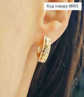 Сережки Прямокутні прикрашені Блискучим каменем, 1,6см, англійська застібка, Xuping 18K 118913 фото