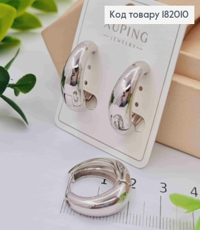 Сережки родовані кільця розширені до низу, ширина 7мм, діаметр 2см, Xuping 182010 фото