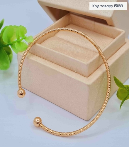 Браслет овальный, граненый с двумя шариками, длина 18 см, Xuping 18K. 151189 фото 1