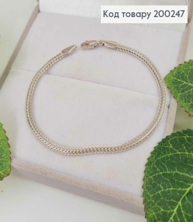 Браслет родований, плетіння об'ємна косичка, довж. 18,5см, шир. 3,5мм, Xuping  200247 фото